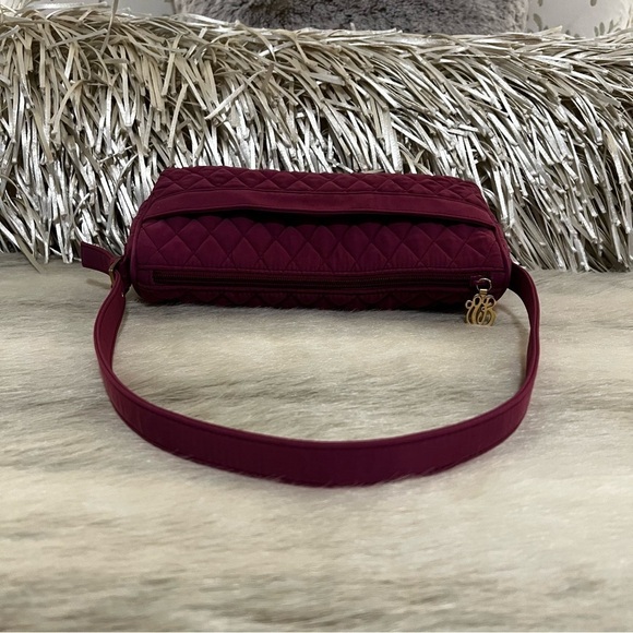 VERA BRADLEY Microfiber Hawthorn Rose Pink Small Shoulder Bag Quilted Baguette - Picture 8 of 11